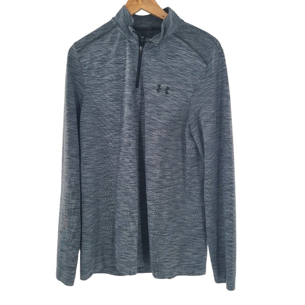 Under Armour Threadborne Heatgear 1/4 Zip Long Sleeve Shirt FITTED Mens Large